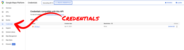 Google Maps Platform Credentials