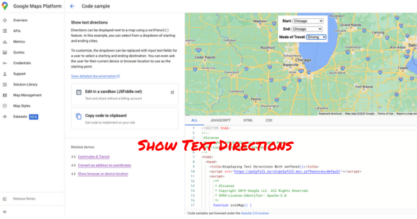 Show Text Directions